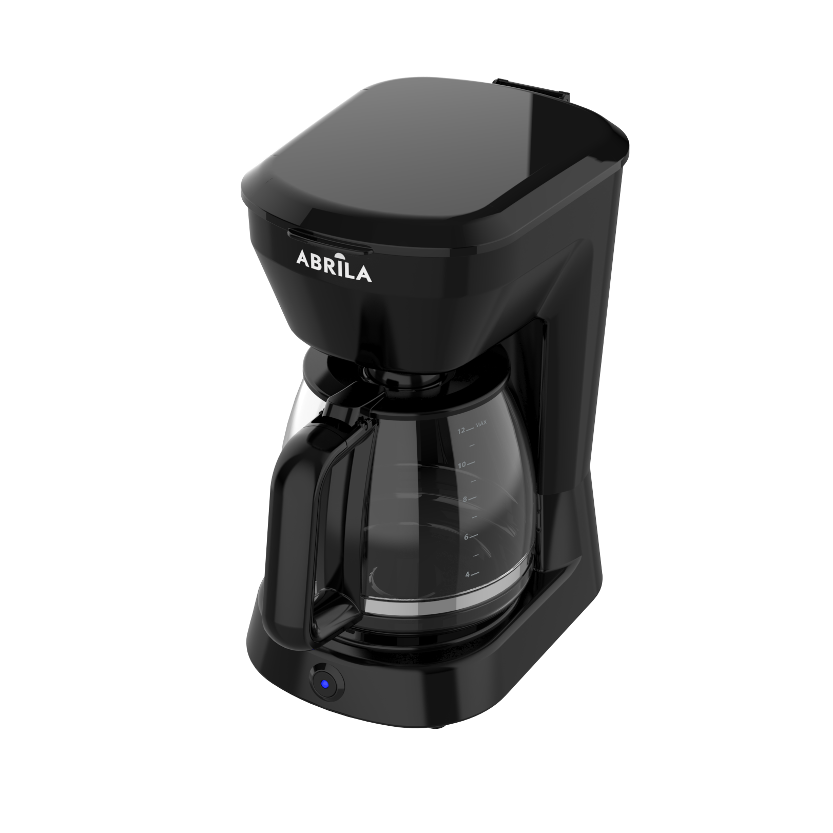 Cafetera PECAS de Fabrilamp con la jarra de cristal llena de café