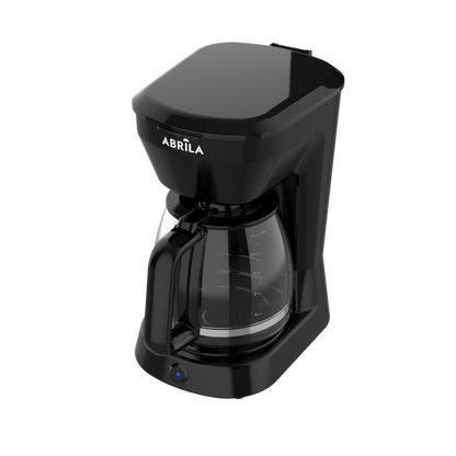 Cafetera PECAS de Fabrilamp con la jarra de cristal llena de café