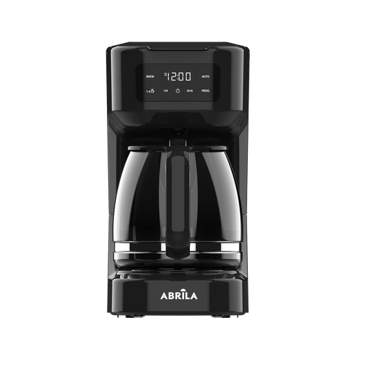 Cafetera de goteo FLUTE negra Fabrilamp con jarra de cristal y panel táctil