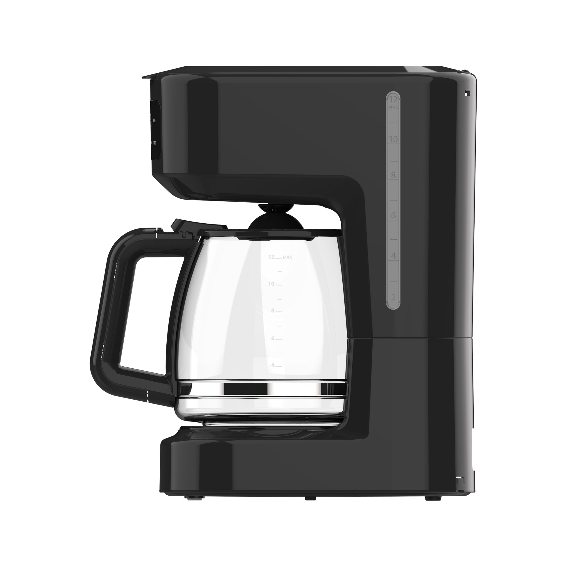 Vista lateral de la cafetera FLUTE Fabrilamp con indicador de nivel de agua