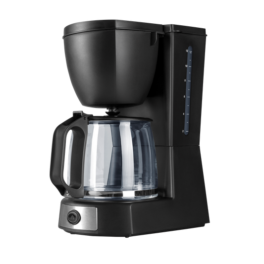 Cafetera de Goteo VALKIRIA negra de Fabrilamp con jarra de cristal y filtro permanente
