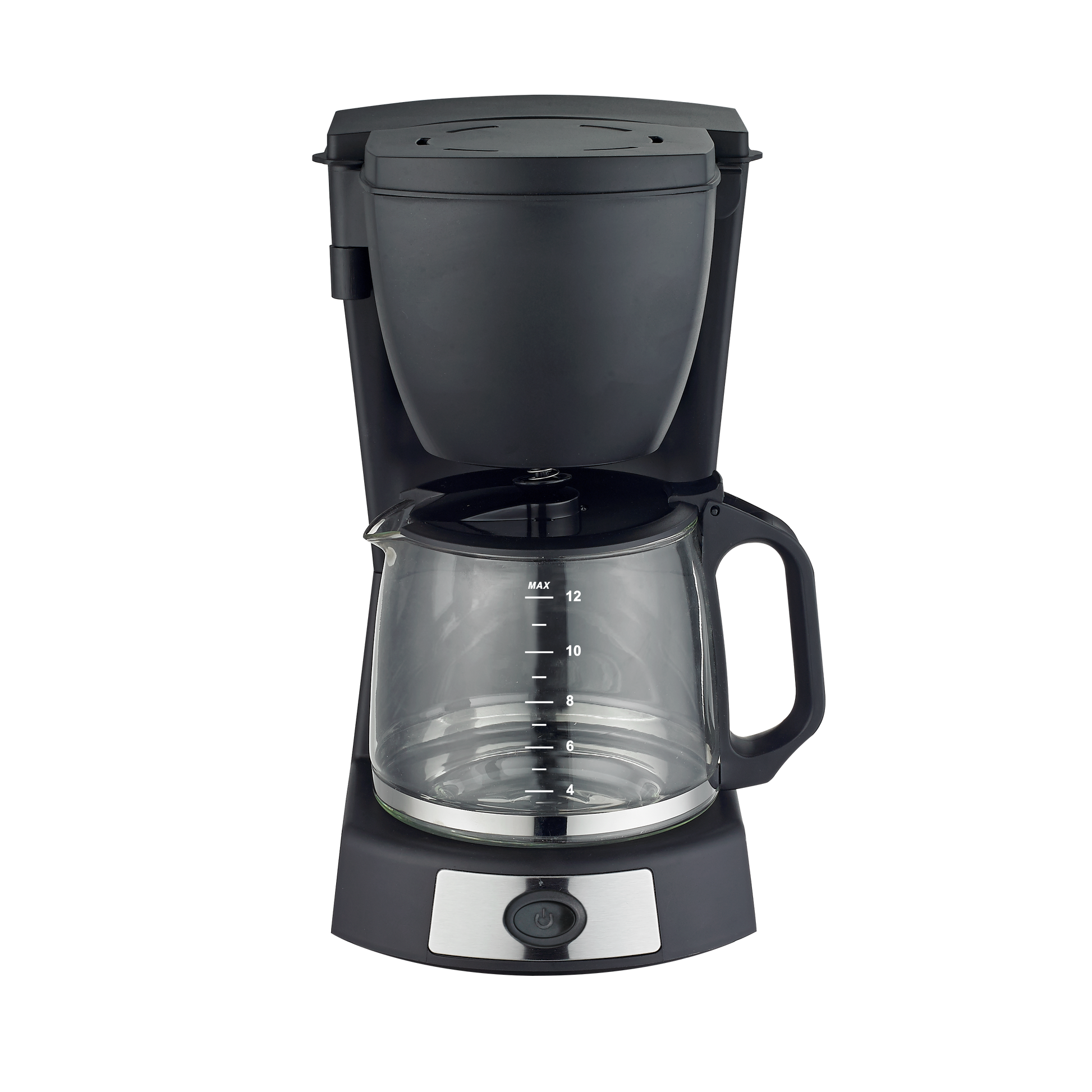 Cafetera de Goteo VALKIRIA de Fabrilamp en color negro con jarra de cristal llena de café recién hecho