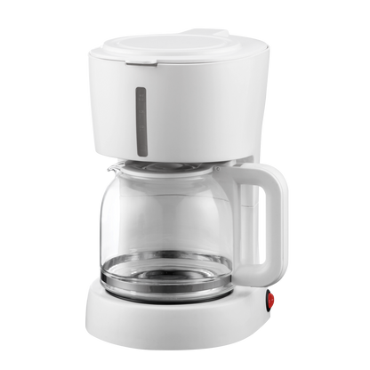 Vista lateral de la cafetera BRUMA blanca de Fabrilamp / Abrila con visor de nivel de agua