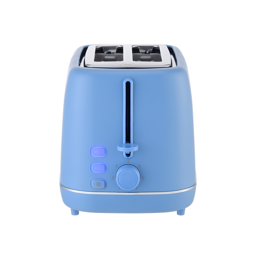 Tostador COFFEE azul en un ambiente de cocina, mostrando su diseño moderno y compacto
