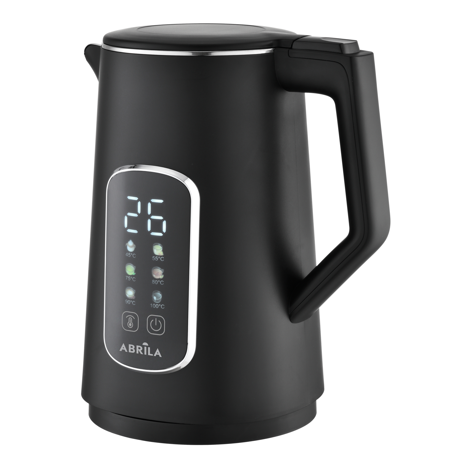Hervidor AJENJO Negro de Fabrilamp con base giratoria 360 grados y panel táctil