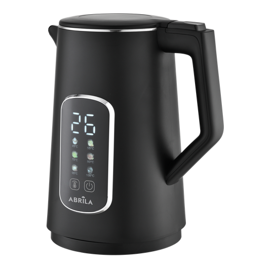 Hervidor AJENJO Negro de Fabrilamp con base giratoria 360 grados y panel táctil