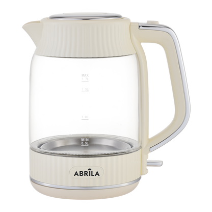 Hervidor de Agua Eléctrico DURAZNO Fabrilamp beis con diseño vintage y jarra de cristal