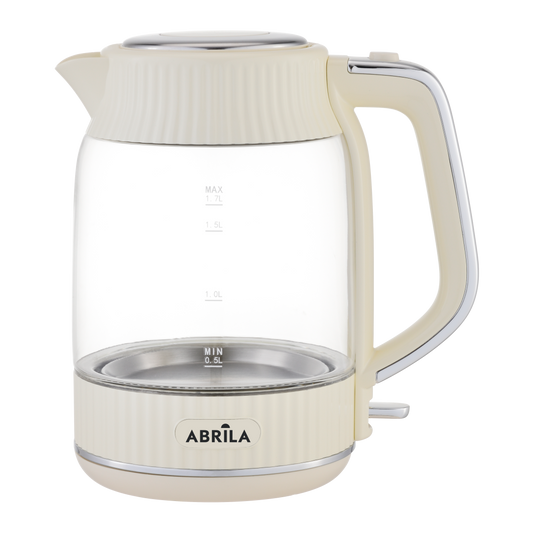 Hervidor de Agua Eléctrico DURAZNO Fabrilamp beis con diseño vintage y jarra de cristal