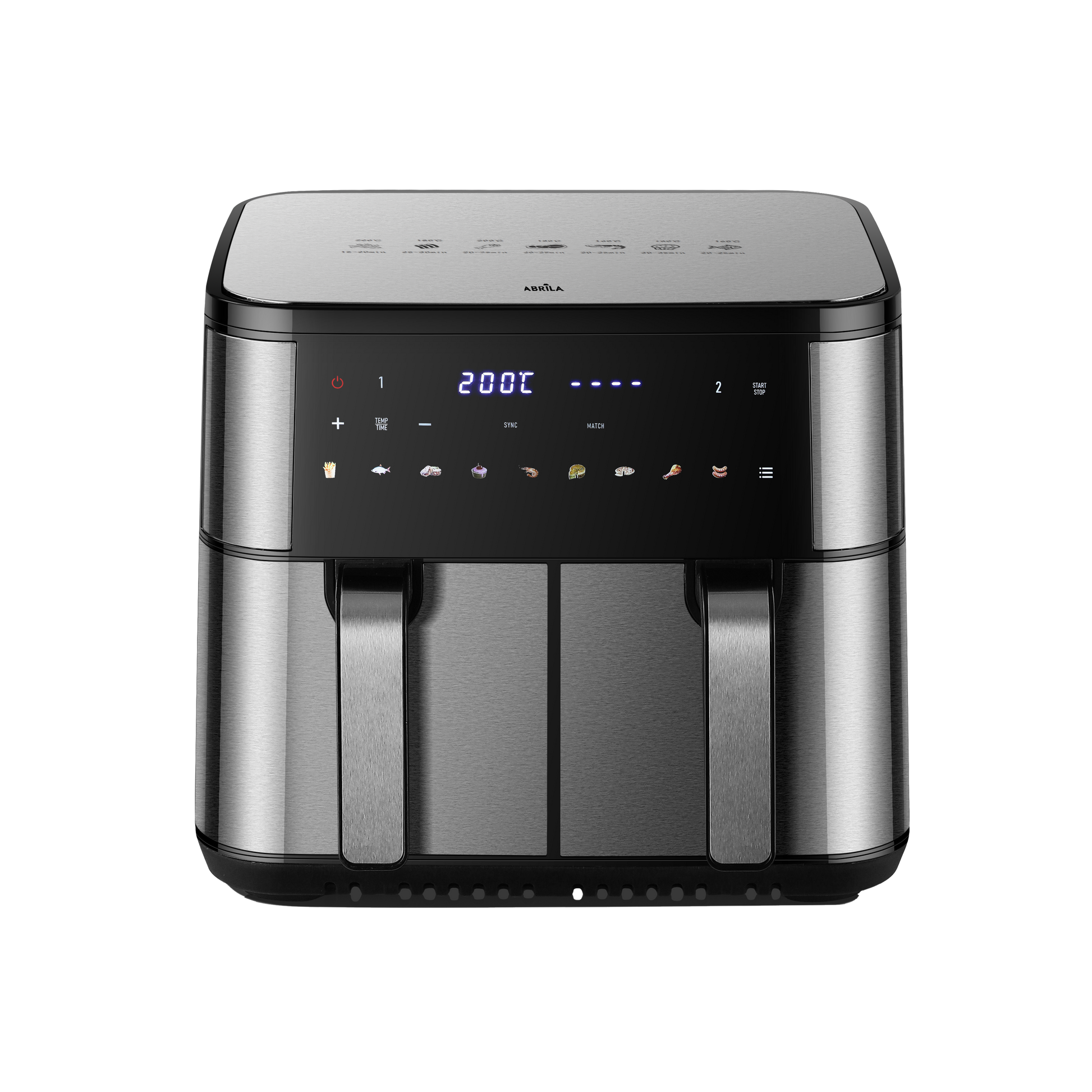 Freidora de Aire CHIMBAS 10L 2200W Acero/Negro Fabrilamp / Abrila con display táctil y doble cestillo