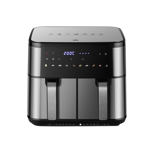 Freidora de Aire CHIMBAS 10L 2200W Acero/Negro Fabrilamp / Abrila con display táctil y doble cestillo