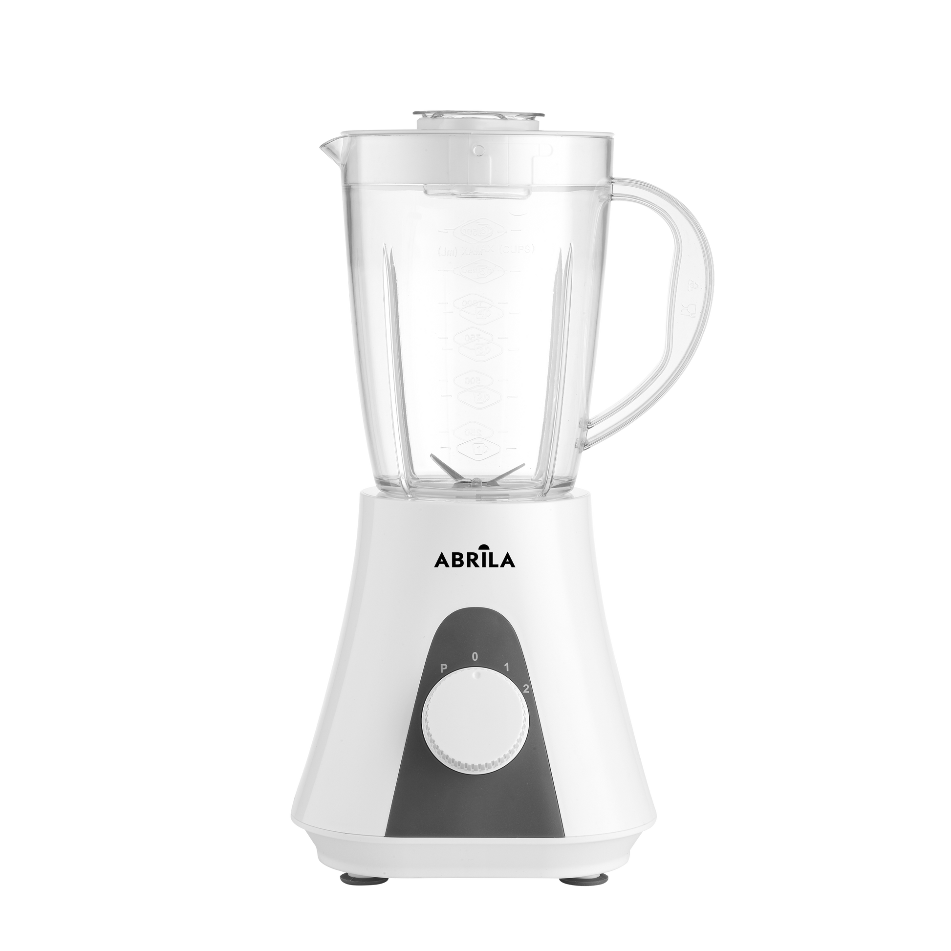 Batidora de vaso fabricada en policarbonato color blanco/gris con cuchillas de acero inox