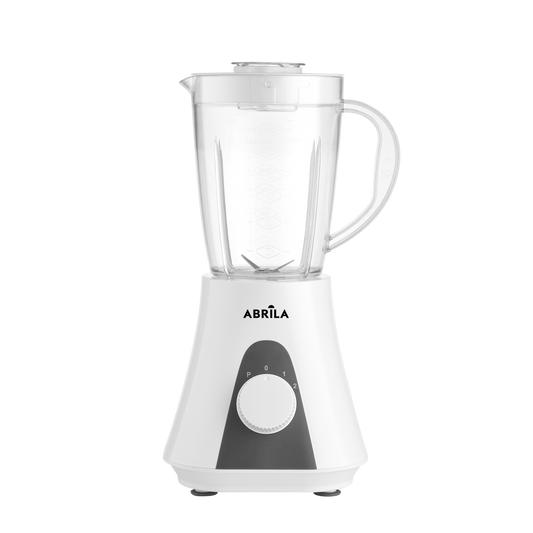 Batidora de vaso fabricada en policarbonato color blanco/gris con cuchillas de acero inox