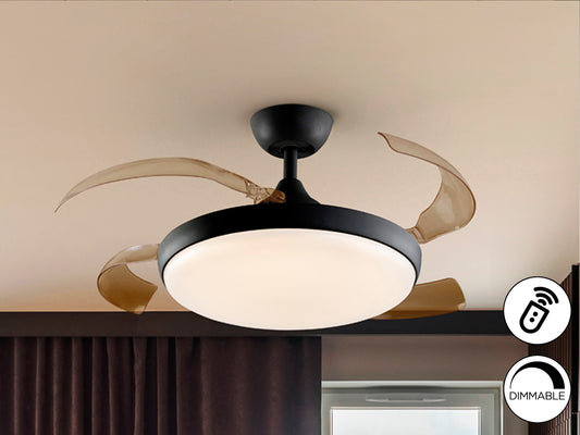 Ventilador de Techo con Luz Venturi Aspas Retráctiles Schuller - Negro | Schuller · Ref. 169547