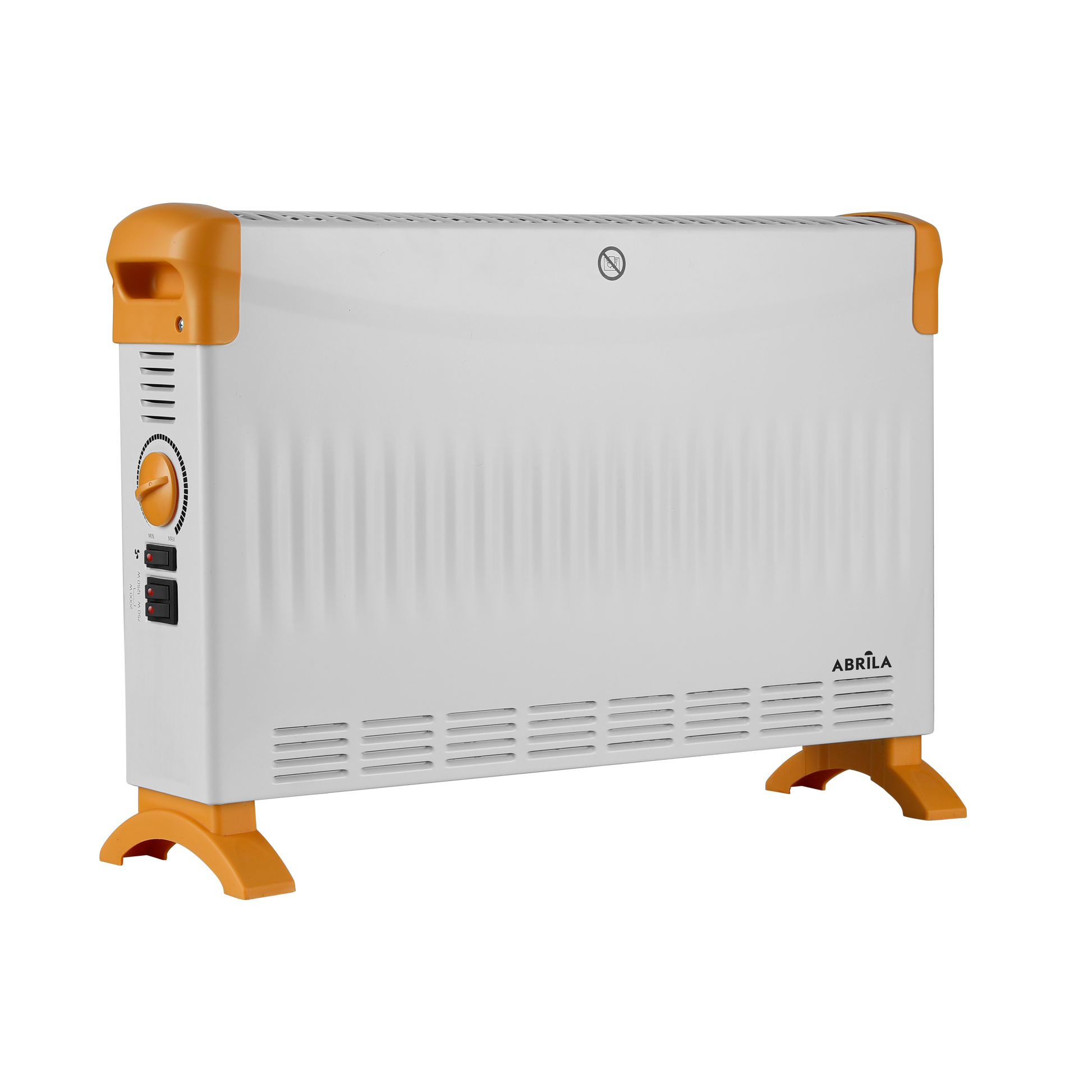 Convector Eléctrico Alto KEVIN 2000W Blanco/Ocre Fabrilamp con función Turbo y termostato regulable