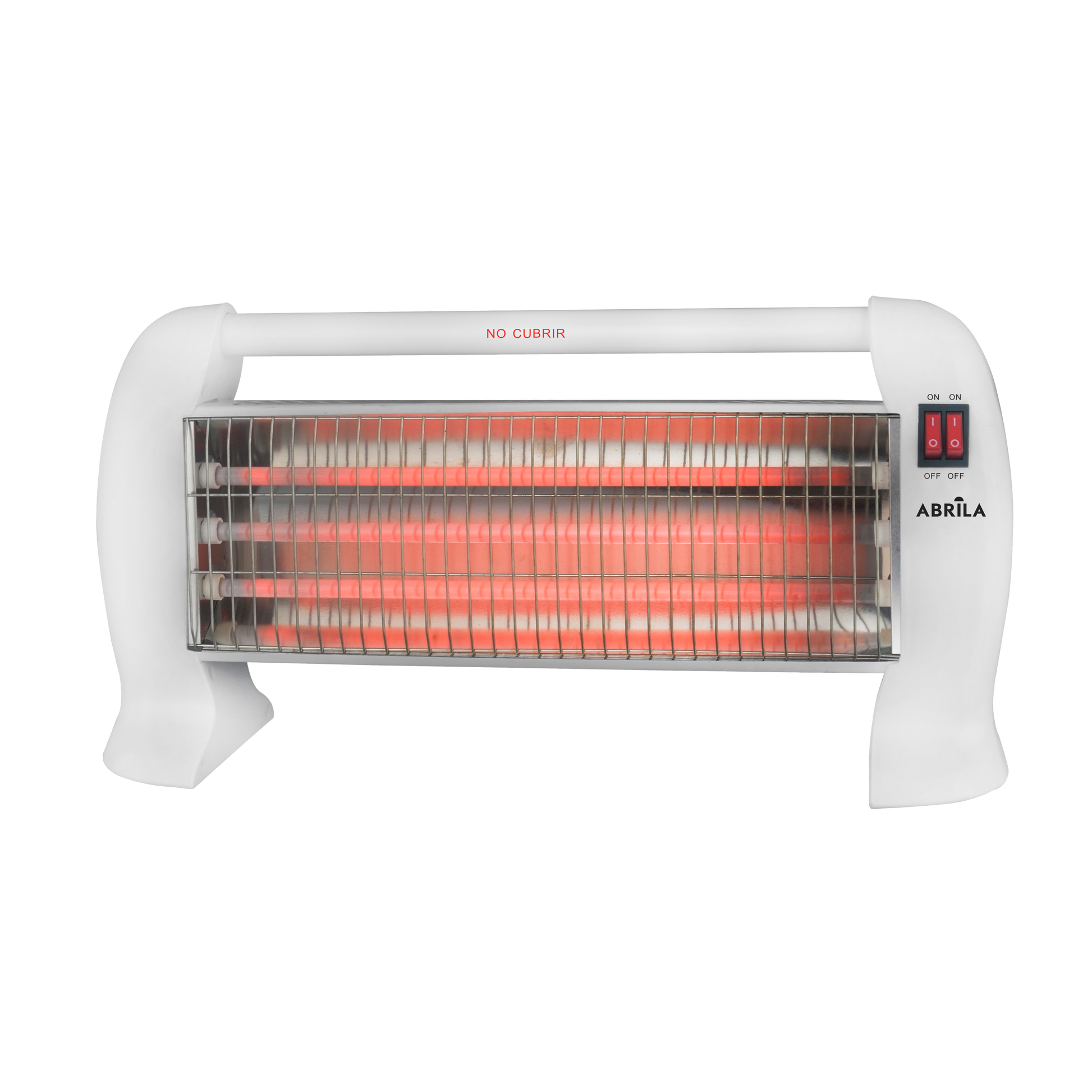 Estufa eléctrica de cuarzo HUNTER 1200W Fabrilamp en color blanco con asa de transporte