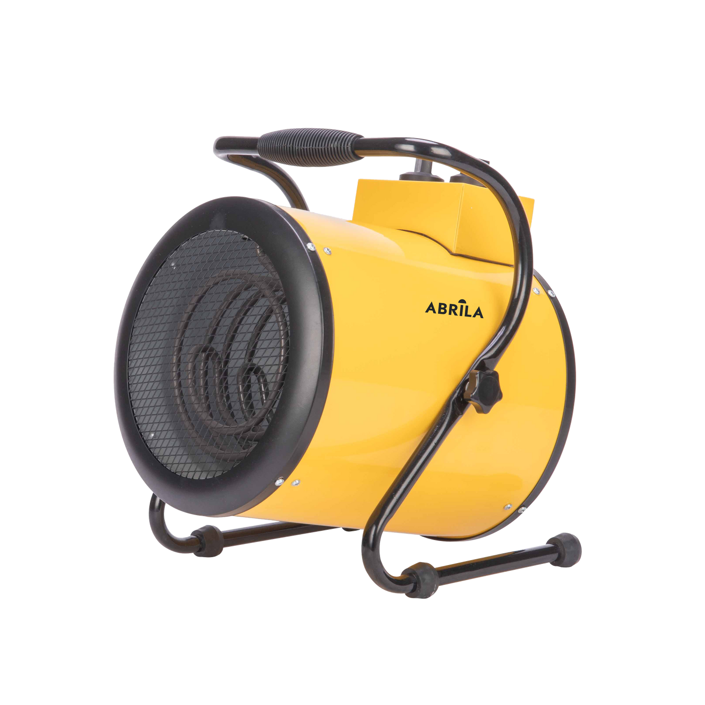 Vista lateral del Termoventilador Industrial DIVITY 5000W Amarillo con asa de transporte