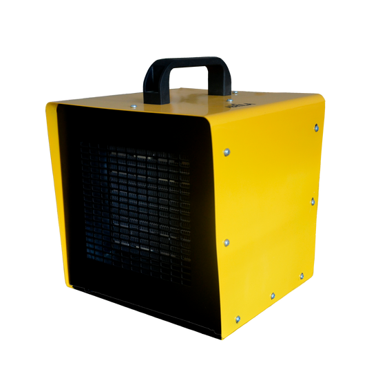 Vista lateral del Termoventilador Cerámico Industrial FAJARDO de Fabrilamp en color amarillo
