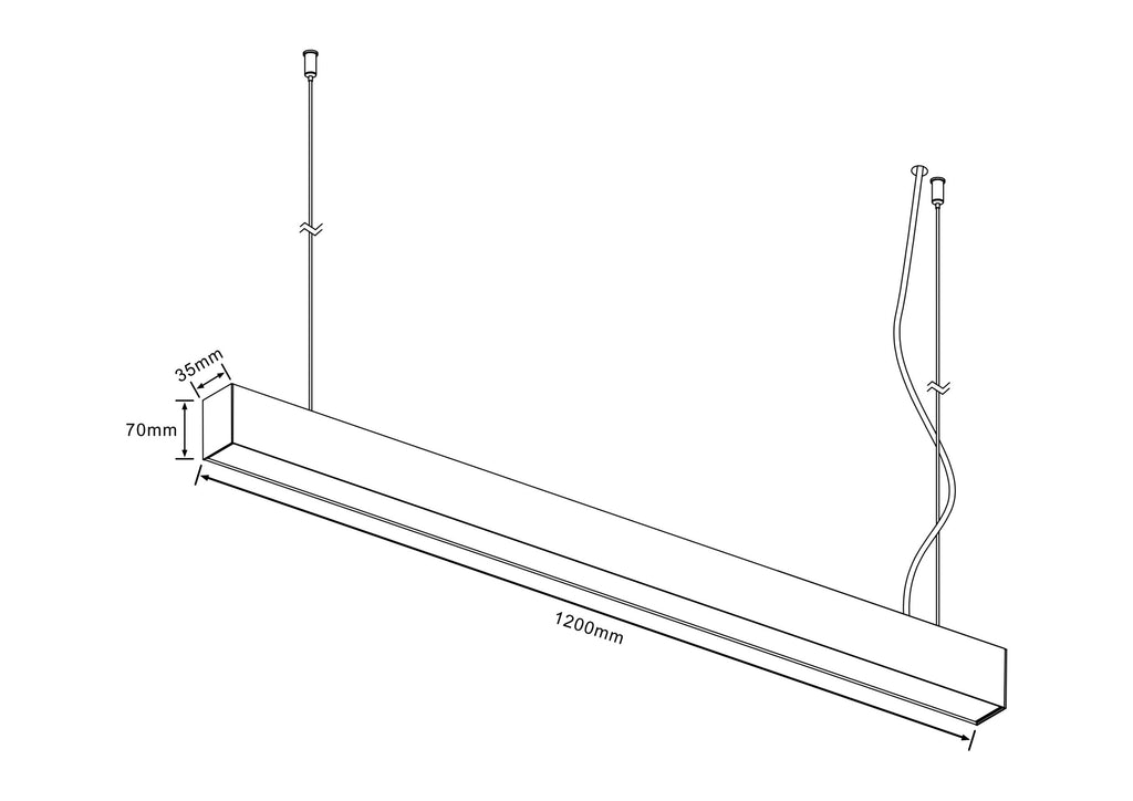 Medidas Luminaria Lineal LED Lineal CCT de Muñoz e Hijos (Lineal) en color Blanco para techo o colgante - Ref 171216.

