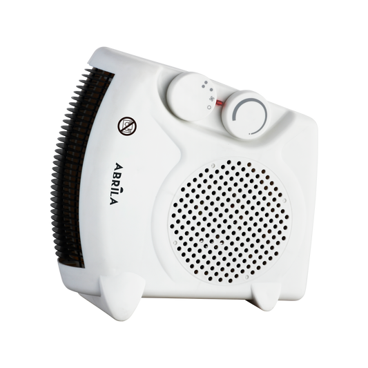 Termoventilador Eléctrico HOPI 2000W Blanco de Fabrilamp en posición horizontal con asa