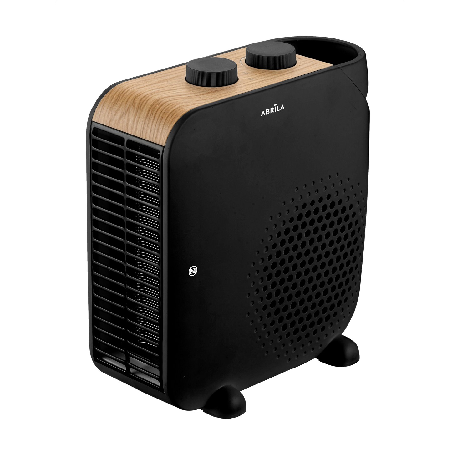 Termoventilador TRAIL Eléctrico 2000W Negro/Haya Fabrilamp en funcionamiento