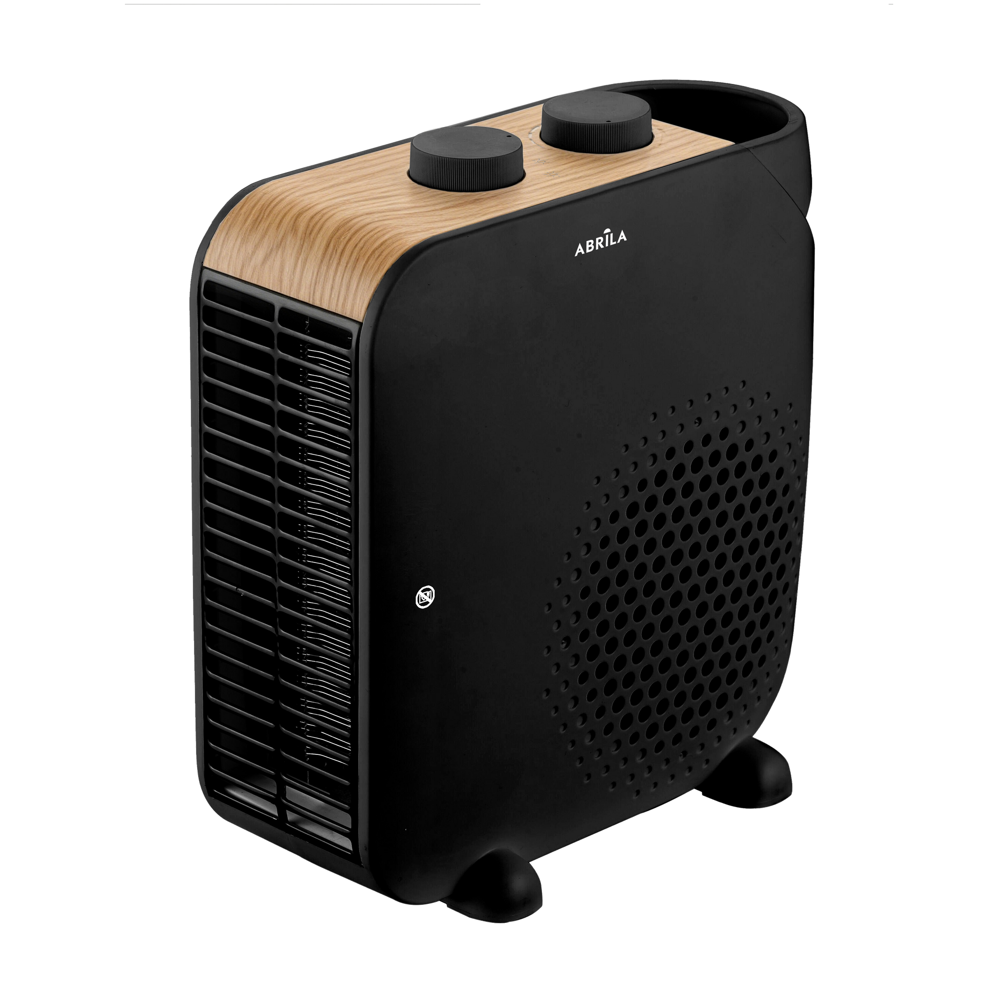 Termoventilador TRAIL Eléctrico 2000W Negro/Haya Fabrilamp en funcionamiento