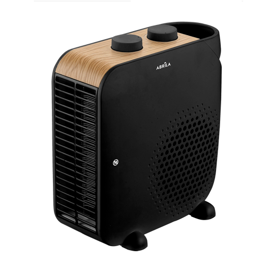 Termoventilador TRAIL Eléctrico 2000W Negro/Haya Fabrilamp en funcionamiento