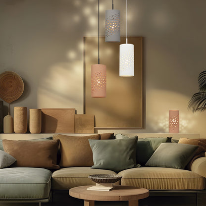 Colgante Lava blanco instalado en cocina moderna - Ambiente iluminado