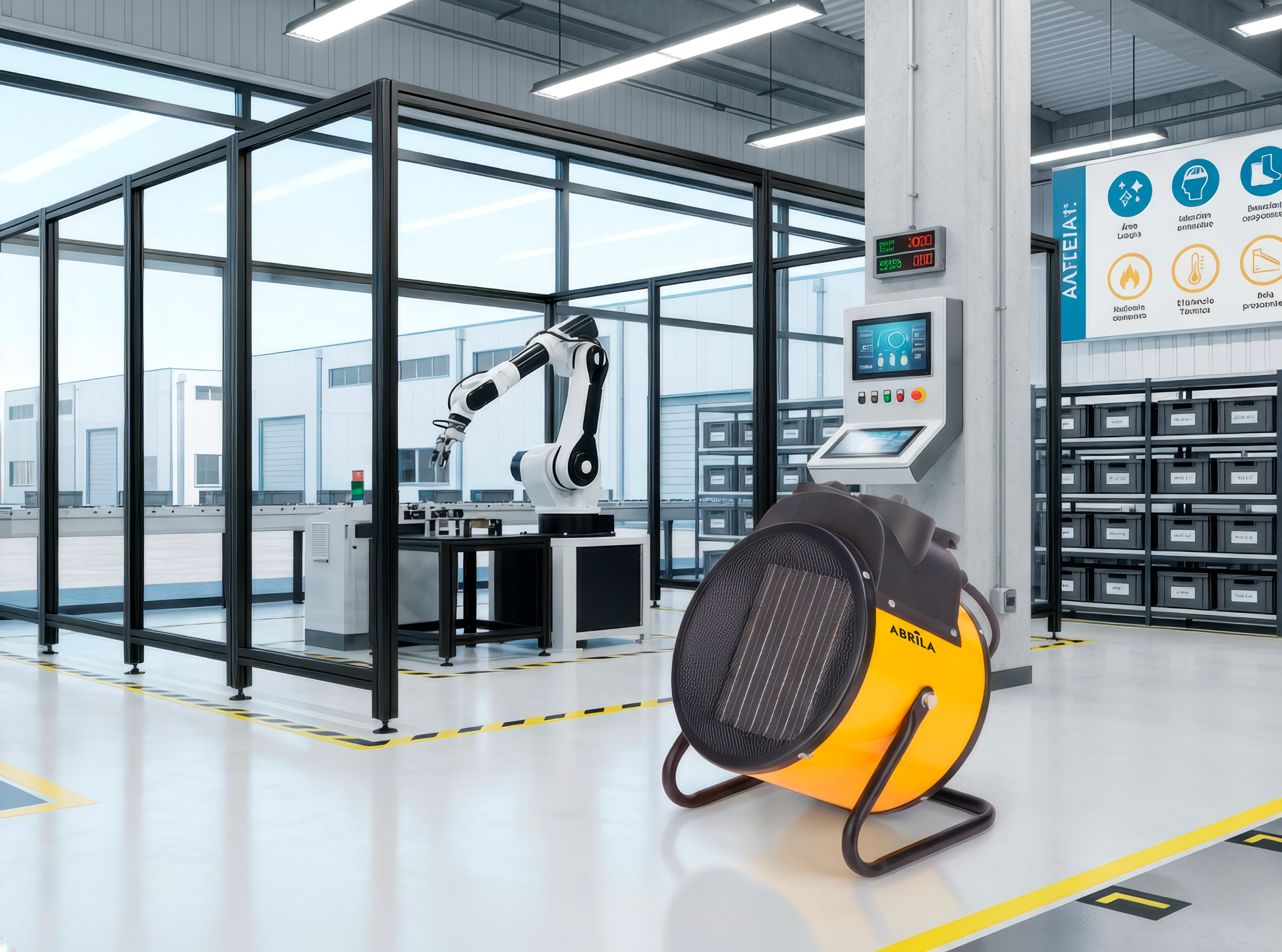 Termoventilador Cerámico Industrial DOVER 5000W Amarillo Fabrilamp vista frontal