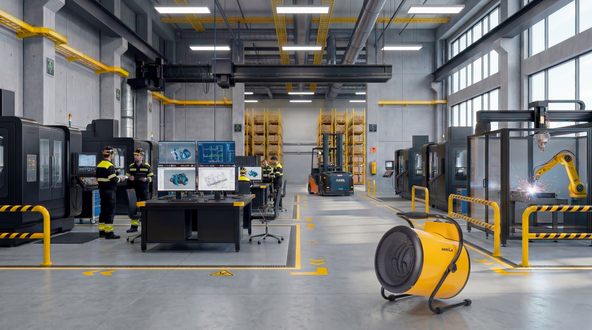 Termoventilador Industrial DIVITY 5000W Amarillo Fabrilamp de acero inoxidable