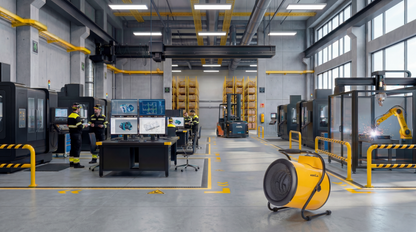 Termoventilador Industrial DIVITY 5000W Amarillo Fabrilamp de acero inoxidable