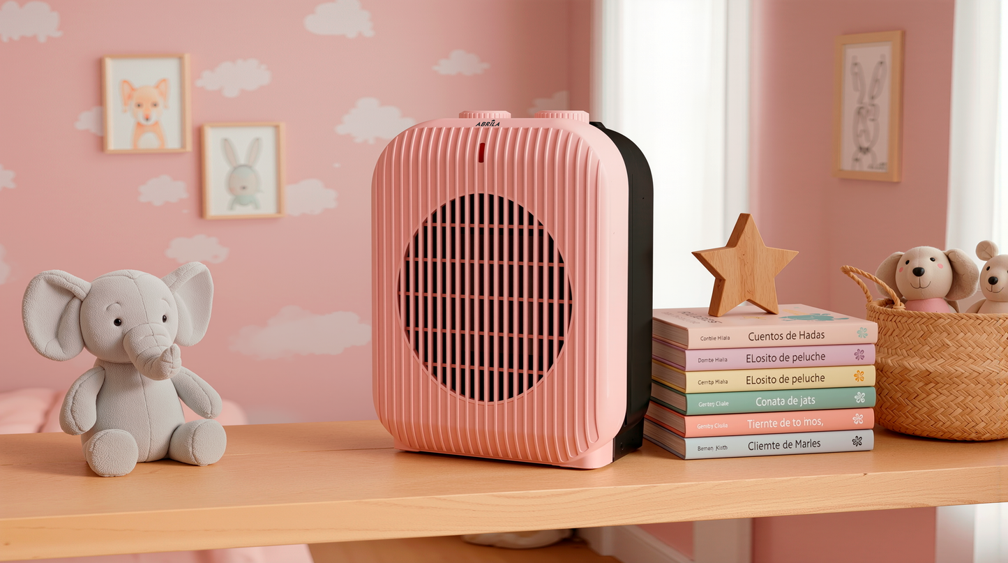 Termoventilador Eléctrico Brooker 2000W Rosa/Negro Fabrilamp, vista frontal