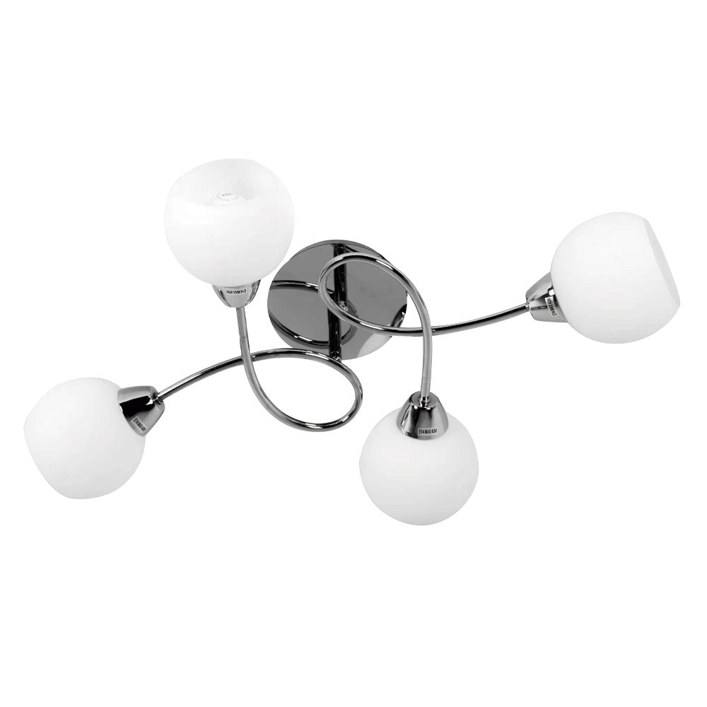 Plafón UMBRIA fabricado en metal color cromo para 4 bombillas E14