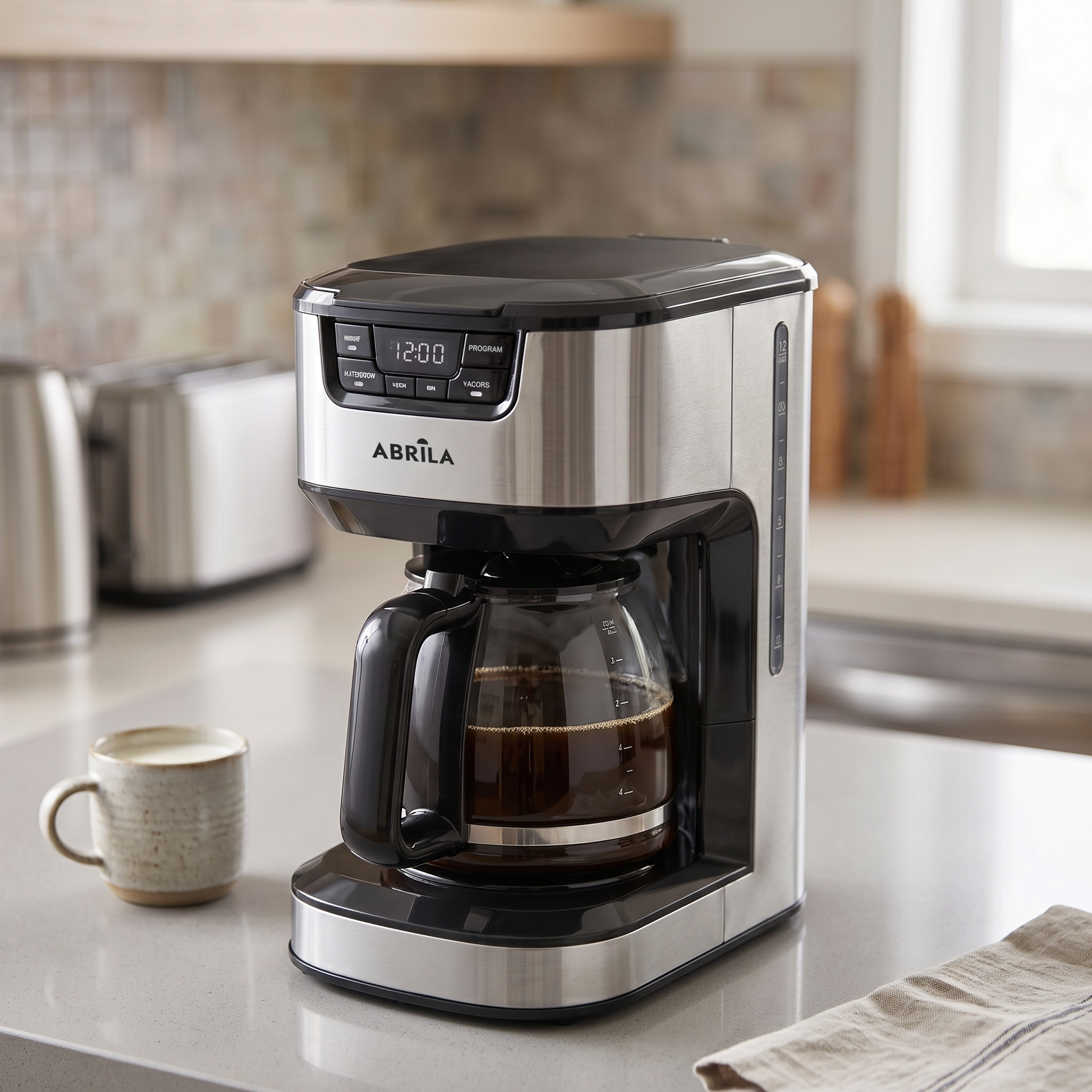 Cafetera BRIAR de Fabrilamp en un ambiente de cocina moderna