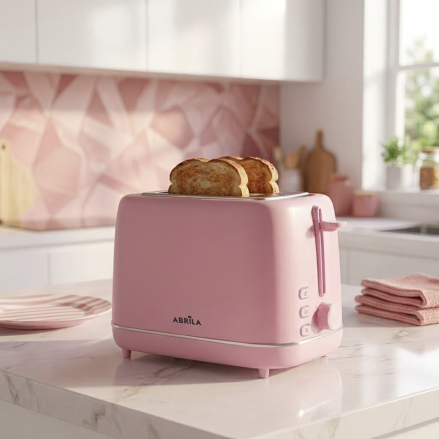 Tostador de Pan COFFEE Rosa Fabrilamp / Abrila con 930W de potencia y 7 niveles de tostado