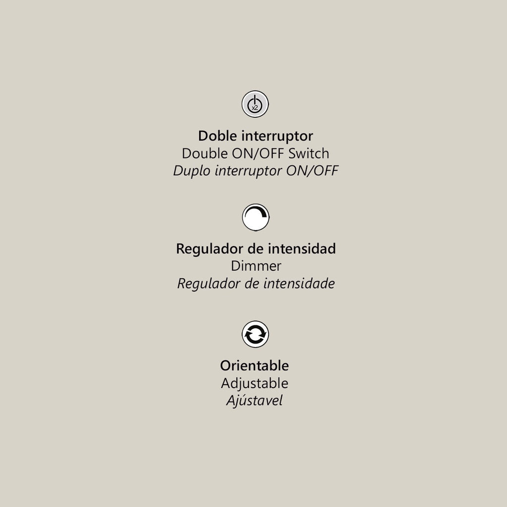 Detalle de la base y cable del pie de salón LED Daya madera/negro