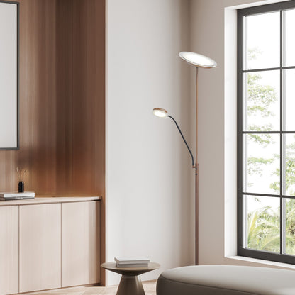 Pie de salón LED Daya en ambiente de salón moderno - Vista lateral