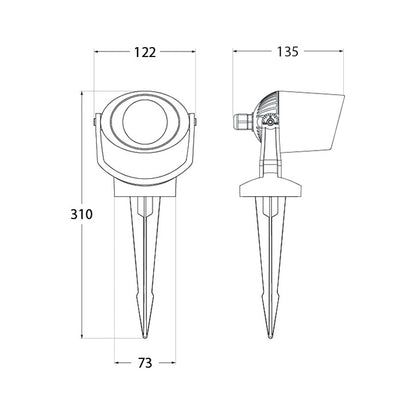 Pincho TOMMY fabricado en resina color gris con luz LED, ideal para exterior