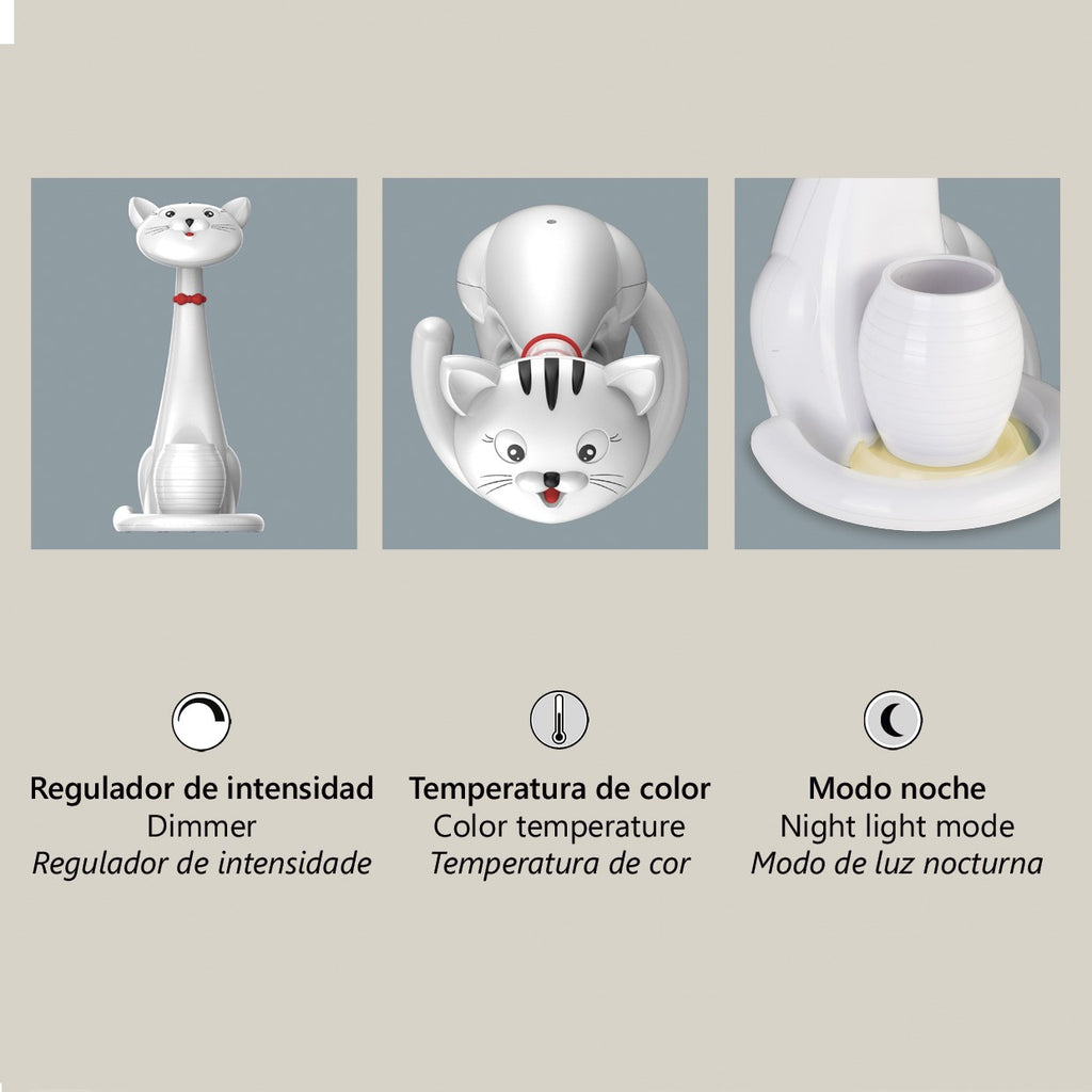 Detalle del interruptor táctil en la lámpara Misí ALEMAR - Vista cercana