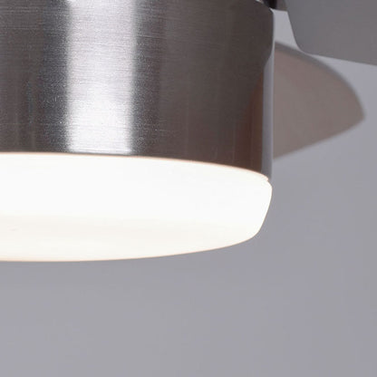 Detalles del Ventilador de Techo LED LUMIT FRESCO Níquel (Ref. 200093203B) de Interlusa: 81cm, 4 aspas reversibles, luz LED 16W 4000K, mando a distancia, temporizador, motor AC silencioso.  Ventilador de techo moderno para verano e invierno.  Colección FRESCO de LUZGURÚ.
