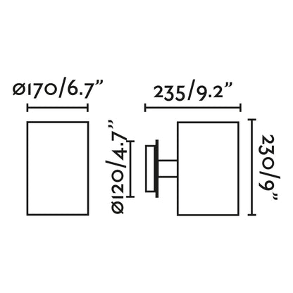 Plano con medidas de Aplique de Pared Guadalupe Negro y Beige Faro Lab · Ref. 20031-80