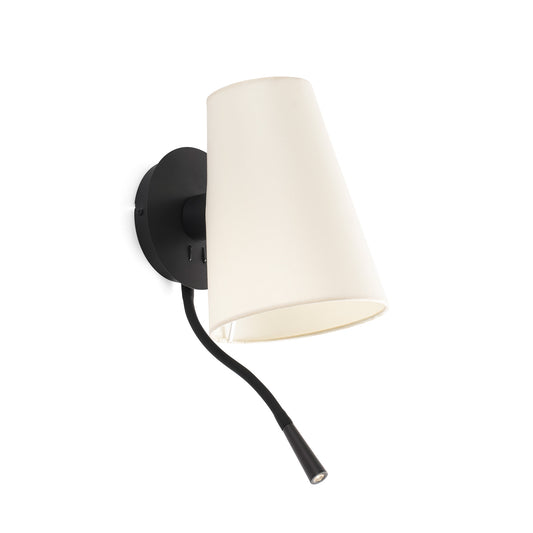 Aplique de Pared con Lector LED LUPE Negro y Beige FARO - vista principal | FARO