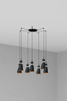 Lámpara Colgante Vintage RETRO 7L FARO Negro y Cobre, Ref 20050-7L