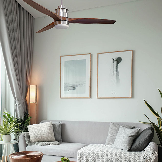 Ventilador de Techo BRAVO 132 cm 3 Aspas LED 16W 1600 lm Níquel Wengue Lumit - imagen 3 | Interlusa