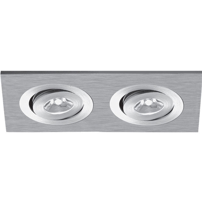 Downlight Empotrable QUIRINO Rectangular Rotativo 2x1W LED 5400K Níquel Interlusa - Vista frontal principal en fondo blanco | LuzGurú