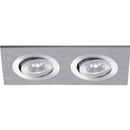 Downlight Empotrable QUIRINO Rectangular Rotativo 2x1W LED 5400K Níquel Interlusa - Vista frontal principal en fondo blanco | LuzGurú