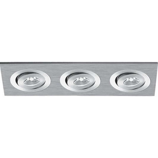 Downlight Empotrable QUIRINO Rectangular Rotativo 3x1W LED 168lm 5400K Niquel Interlusa - Vista frontal principal en fondo blanco | LuzGurú