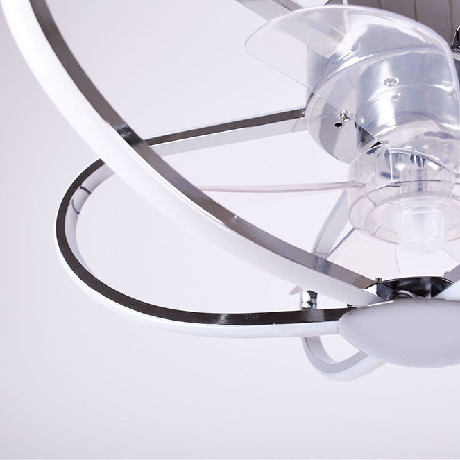 Detalles del Ventilador de Techo LUMIT JURA Cromo (Ref. 202495620), 53.5cm, 5260lm, Motor AC,  Luz LED regulable 3000-6500K,  mando a distancia incluido.  Interlusa - LUZGURÚ.
