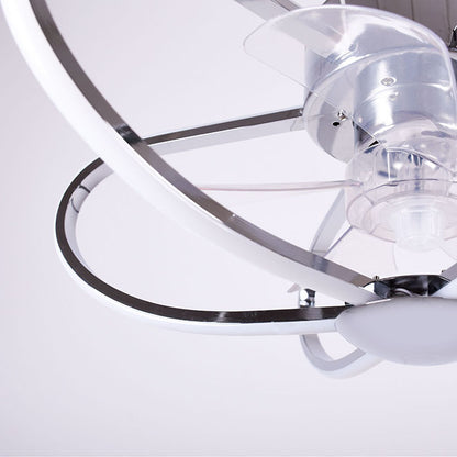 Detalles del Ventilador de Techo LUMIT JURA Cromo (Ref. 202495620), 53.5cm, 5260lm, Motor AC,  Luz LED regulable 3000-6500K,  mando a distancia incluido.  Interlusa - LUZGURÚ.
