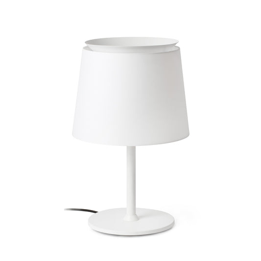 SAVOY Sobremesa Blanca Textil FARO - Lámpara de mesa LuzGuru 20304-82-US