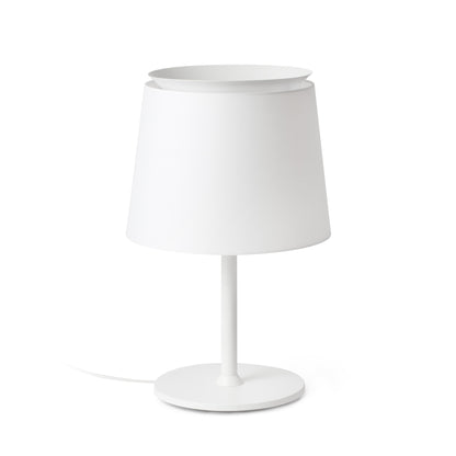 Lámpara de sobremesa Savoy FARO blanca textil, diseño moderno 20304-82